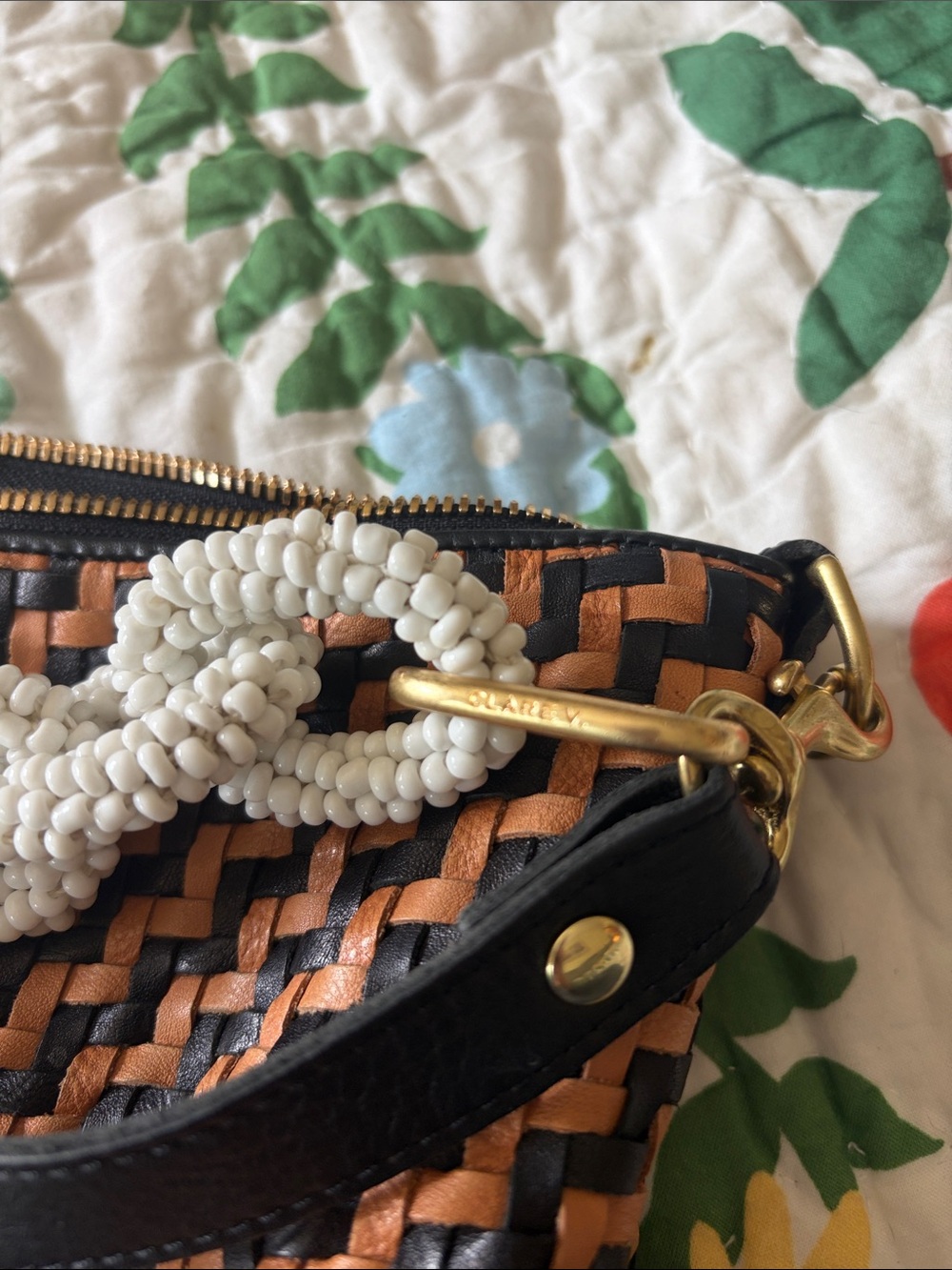 Clare V Moyen Messenger Bag with white shortie strap - Picture 9 of 12